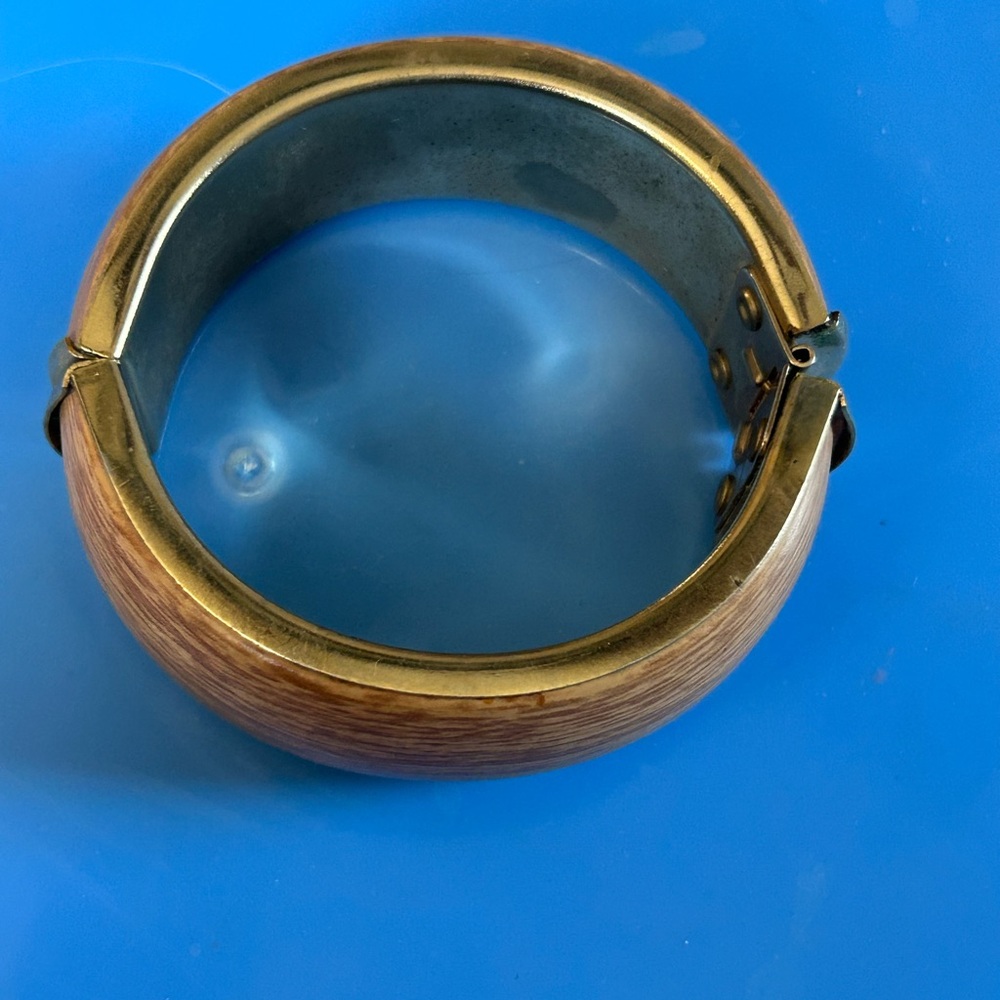 Vintage Wooden Hinged Cuff Bracelet